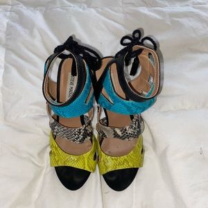 Bright multi colored snake skin Steve Madden heels